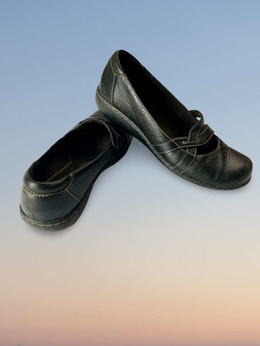 Clarks Bendables Black Leather Mary Jane Comfort Shoes Womens 8